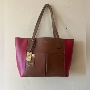 Ralph Lauren brown and red shoulder purse